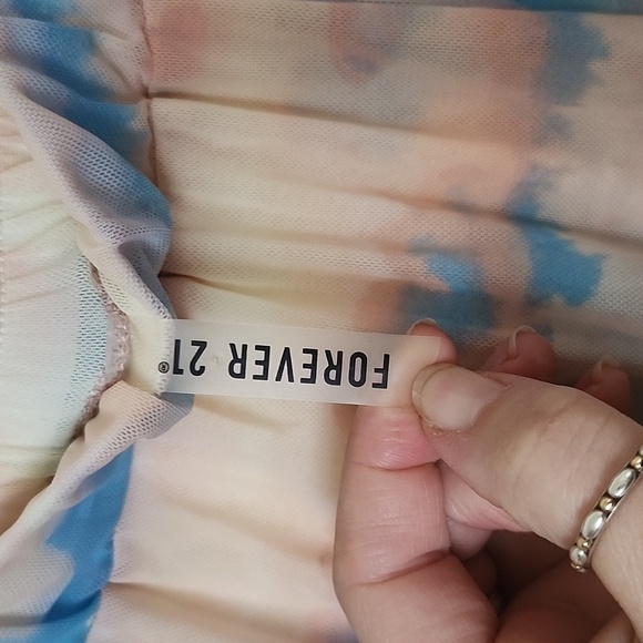 Sheer swimsuit cover up skirt, elastic waist, double front slit, large, vacation - Picture 5 of 9